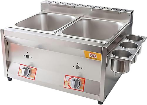 AFLEPCBRQ Friggitrice Professionale in Acciaio Inox Fornello da Esterno a Gas GPL Friggitrice a Doppio Serbatoio per Patatine Fritte Ristorante Cucina Domestica