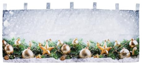 Mojawo Weihnachtsgardine LED Gardine Weihnachten Scheibengardine X-Mas beleuchtet Fenstergardine 45x120cm