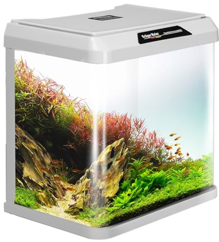 Kruger Meier Como Aquarium 7L – Nano-Aquarium Set mit Beleuchtung, Filter & Abdeckung – Weiß