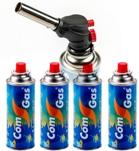 Set soplete flambeador con 4 cargas de Gas
