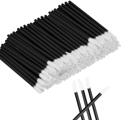Varitas de pincel de labios, aplicador de lápiz labial, brochas correctoras de brillo de labios (200 unidades, negro)