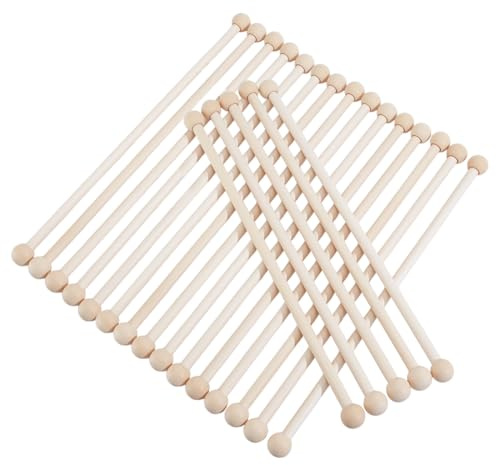OLYCRAFT 20 Stück Holzdübelstangen 10x332mm Unbehandelte Holzstangen Mit 2cm Durchmesser Beidseitig Abgerundete Kugel Holzstange Runde Naturholzstangen Für Heimwerkerarbeiten Kunsthandwerk