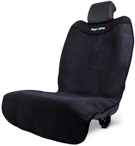 HAPPEGEAR Happeseat Waterproof Car Seat Cover & Protector – Universal Fit Car Seat Towel Cover – Non-Slip Backing, Easy Install & Storage, Machine Washable, Fits Front & Back, Black