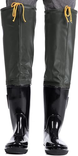 DgtZyrih Ultrahohe PVC-Wathosen Bequeme hohe Wathosen Leichte Angel-Wathosen mit Rutschfester Sohle, Overknee-Regen-Gummistiefel Jagdstiefel für Männer Frauen,Schwarz,42