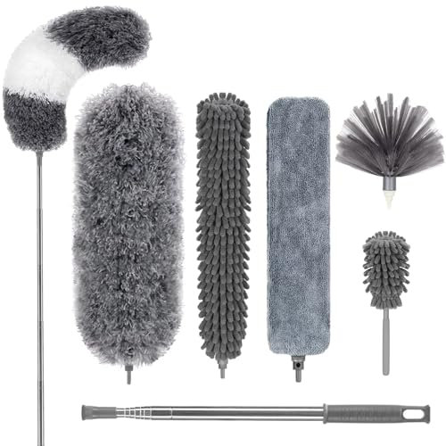 7pcs Extendable Cobweb Brush, 100cm Extra Long Telescopic Duster, Cobweb Remover For High Ceilings Home Use