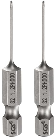 sourcing map Lot de 2 embouts de tournevis cruciformes PH000 - Tige hexagonale de 6,35 mm de long - Tige magnétique de 0,1 cm - En acier S2 - Pour outils électriques - Gris