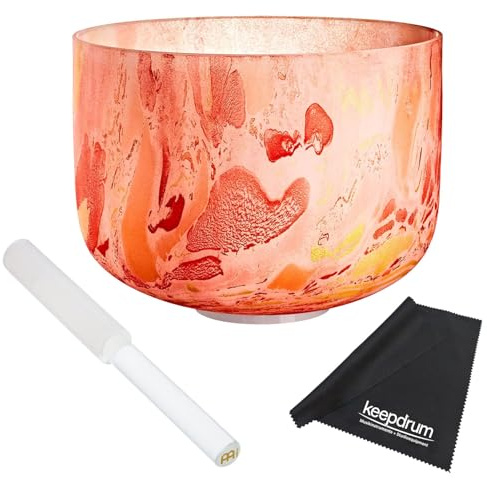 Sonic Energy MCSB10-D Kristall-Klangschale Sakral-Chakra Orange + Reiber + keepdrum Mikrofasertuch