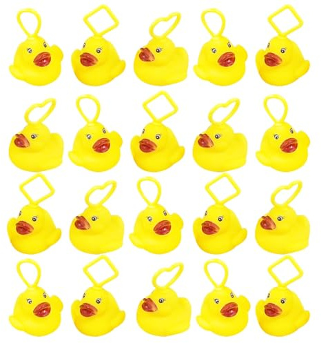 20 Pieces Duck Fishing Toy, Mini Rubber Ducks for Bath & Pool Games, Hook a Duck Outdoor Activity, Sensory Water Toys for Kids Summer Fun (20pc)