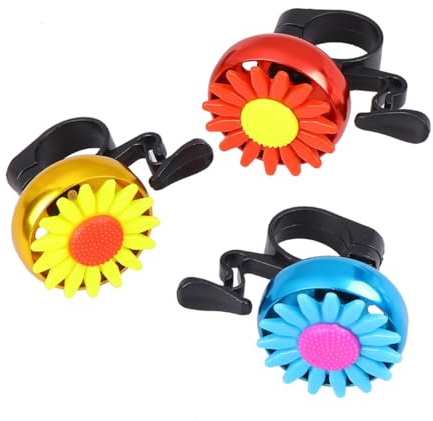 Hemobllo 3 Pezzi Campanelli Bicicletta in Lega di Alluminio Forma di Fiore a Allarme Suono Forte per Manubrio Adatti Bici Scooter e Tricicli Colori Rosso Blu e Oro