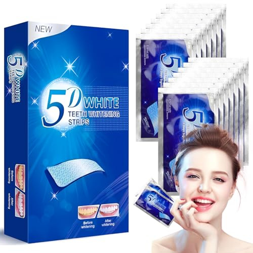28 bandes de blanchiment des dents, kits de blanchiment des dents premium, éclaircir votre sourire, doucement efficace éliminer les taches de café et de thé