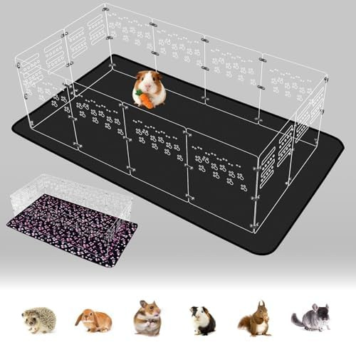 Acrylic Guinea Pig Cage,48 Lx24 Wx16 H,with Waterproof Mat,Heighten,Also for Rabbits, Button Quails, Hedgehogs, Ferrets and Other Small Animals.