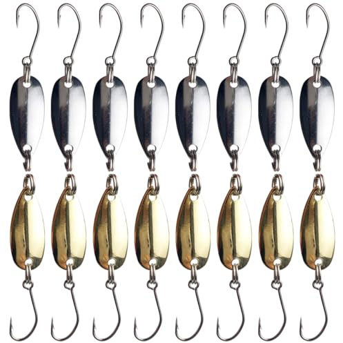 Toyvian Lot de 16 Hameçons Coulants pour Appâts Artificiels, 10x23 Mm, Métal Doré et Argenté, 0,8 G, pour Pêche en Eau Douce et Eau Salée, pour Perches et Pêche en Extérieur