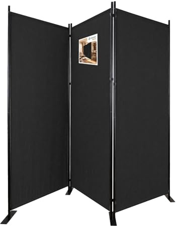 vounot® Paravent Séparateur de Pièce 3 Panneaux Cloison de Séparation Autoportant Pliable Brise Vue pour Plus d’Intimité Salon Chambre Bureau 262 x 30 x 173 cm Anthracite