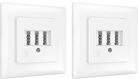 deleyCON Telefondose Unterputz TAE NF/F NFF, 2 Stück - Weiß | 2x Telefonanschluss + 1x Nebenstelle, Anschlussdose für Fax, Anrufbeantworter, Modem, NTBA und DSL-Splitter