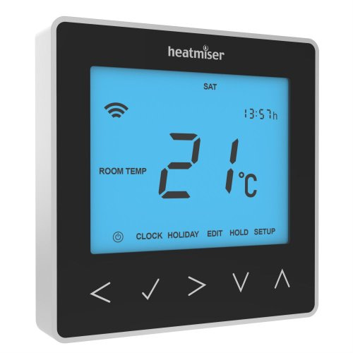 Heatmiser Black NeoStat-E 230V Programmable Thermostat for Electric Under Floor Heating