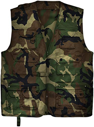 Outdoor Jagd- Angler Weste mit vielen praktischen Taschen� Farbe Woodland Größe S
