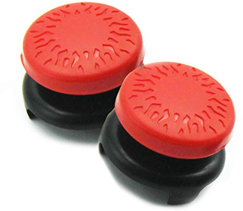 TEUVO Thumbsticks, Silicone Joystick Grips Caps pour PS5 Controller et pour PS4 Controller à Augmenter Précision Aide avec Viser, Controller et Réduire Pouce Fatigue Objectif et confort Rouge 2 pièces
