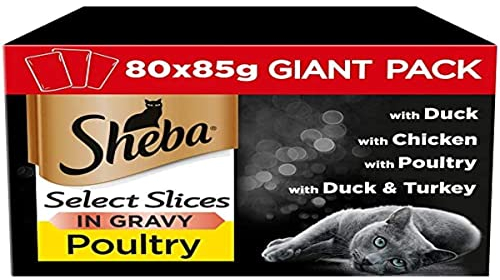 Sheba Katzenfutterbeutel für ausgewachsene Katzen, 80 Stück, 85 g