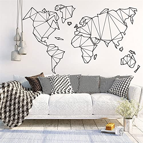 Zdklfm69 Wandtattoo Wandaufkleber Wandsticker Geometrische Weltkarte Vinyl Wandbild Abnehmbare Schlafzimmer Dekor Aufkleber Home Wohnzimmer Dekoration 100x58cm