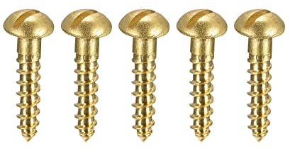 sourcing map 100 Stück Schlitz Rundkopf Holzschrauben M2,5 x 12mm Messing Blechschraube Halbrundkopf Linsenkopfschrauben