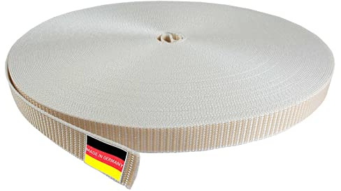 Inovatec 50 Meter Rollladengurt Maxi 22mm für Tür und Fenster Rolladen - reißfest und UV-beständig - in Grau Weiß Beige Braun Schwarz, Farbe:Beige