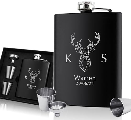 Personalised Hip Flask Groomsmen Gifts Best Man Gift Custom Engraved Hip Flasks for Men 6oz Stainless Steel Flask for Usher Groom Father of The Bride Gift for Wedding Christmas (Design 1)