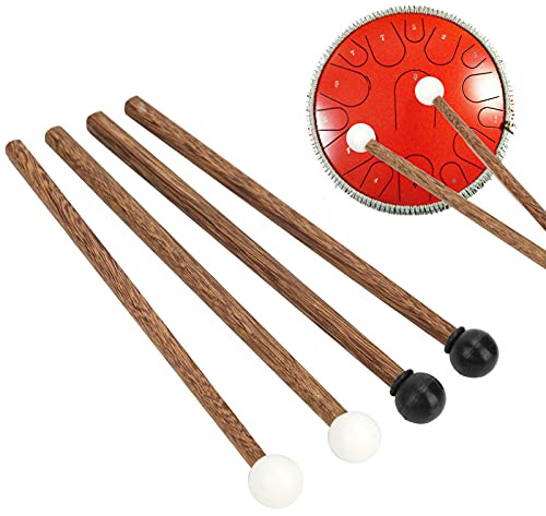 Bâton de Tambour Professionnel, 4 Pièces, Manche en Bois avec Tête en Caoutchouc, 16,5 cm, pour Enfants, Accessoire de Percussion