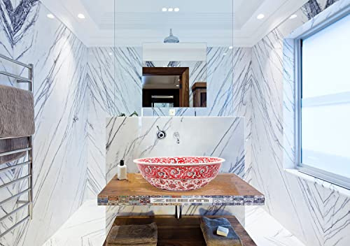 Modern Single Bowl Sink, Red Round Countertop Washbasin, Bathroom Washstand, Massage spa decoration, Pedicure Foot Bowl, Ceramic Red Basin
