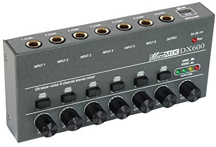 Perfeclan Audio-Mixer mit 6 Eingängen, Audio-Mixer für Profis und Anfänger, 6-Kanal-Audio-Sound-Mixer, 6 Stereo, Line-Mixer für kleine Clubs, Bars