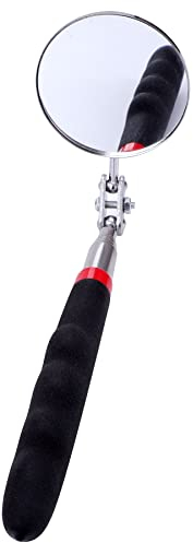 Auto Inspektionsspiegel mit Teleskopgriff Teleskop Spiegel Werkzeug Geocaching Ausrüstung Einziehbar Teleskopspiegel Reparatur Inspektionsspiegel Edelstahl Reflektorspiegel (Schwarz)