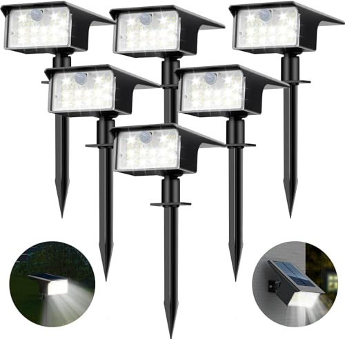 6 Stück Solarleuchte für den Außenbereich, mit Bewegungsmelder, 62 LEDs, Solar-Spot, für den Außenbereich, 3 Modi, Außenbeleuchtung, wasserdicht, IP65, Solarlicht, für den Außenbereich, für Garten,