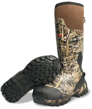 8 Fans Insulated Waterproof Hunting Boots for Men – 1000G Thinsulate, 5mm Neoprene, Rubber Camo Boot, 17-inch Shaft, Anti-Slip Traction Outsole Size13