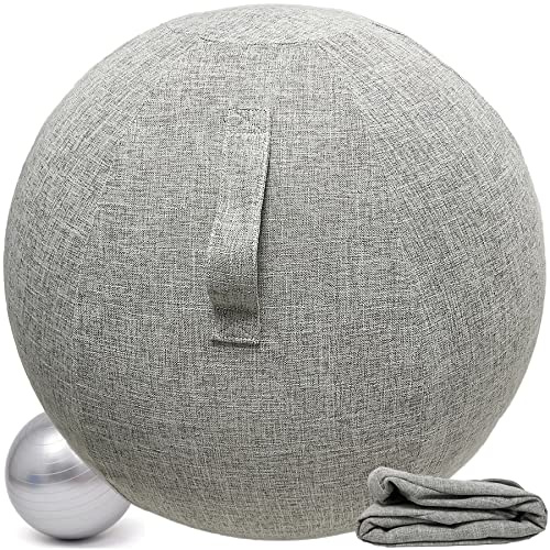 Alywen Pallone da ufficio, seduta pallone da palestra, pallone da ufficio, 55/65/75 cm, pallone da gravidanza, sedia a palloncino con copertura di protezione antiscivolo Swiss Ball (65 cm, grigio)