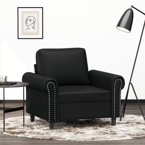 vidaXL Sessel, Sofa Relaxsessel mit gepolstertem Sitz Armlehnen, Fernsehsessel Loungesessel Metallgestell, Polstersessel Ruhesessel für Wohnzimmer, Schwarz Kunstleder