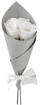 Bouquet de 3 roses de savon blanches - Parfum Rose