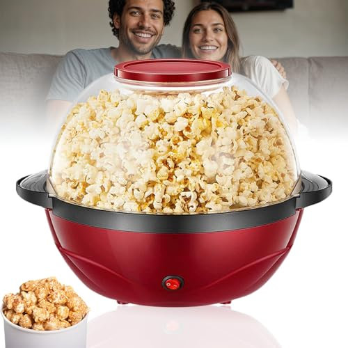 Popcorn Machine,850w Hot Air Corn Popper with Measuring Cup & Butter Melting Detachable Cover,One Touch Popper, Fresh Fat-free Healthy Snacks Kids for Home Kids Movie Night
