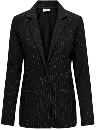 JACQUELINE de YONG JDY Blazer JDYMary Veste en Lurex pour Femme avec Fines Rayures Scintillantes, Rayures Noires et argentées, M