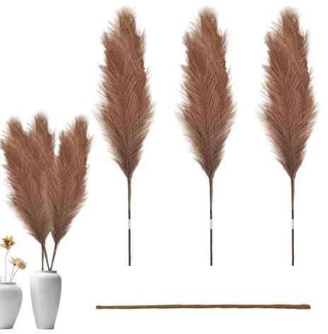 Trockenes Pampasgras – 110 cm/43 Zoll rustikaler Bauernhausstrauß, künstliches Schilfgras, Phragmites getrocknete, Boho-Heimdekoration für Hochzeitsblumenarrangements, langlebig