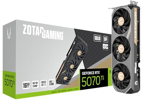 ZOTAC Gaming GeForce RTX 5070 Ti Solid SFF OC DLSS 4 16 Go GDDR7 256-bit 28 Gbps PCIE 5.0 Carte Graphique de Jeu, Refroidissement avancé IceStorm 2.0, ZT-B50710J3-10P