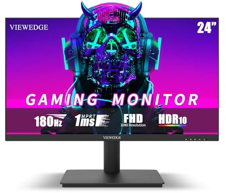 Viewedge Monitor 24 pollici Gaming FHD 144Hz, Computer IPS 1ms 1080p con 110% sRGB, Schermo Eye-Friendly, porta HDMI VGA,Supporto per montaggio parete Gaming PC