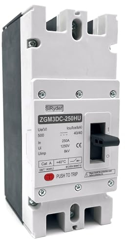 Interruttore 250A,Interruttore Automatico Scatolato CC MCCB 2P Interruttore Fotovoltaico 500VDC 250A per Sistema Solare Fotovoltaico Pannelli Solari Sistema di Rete