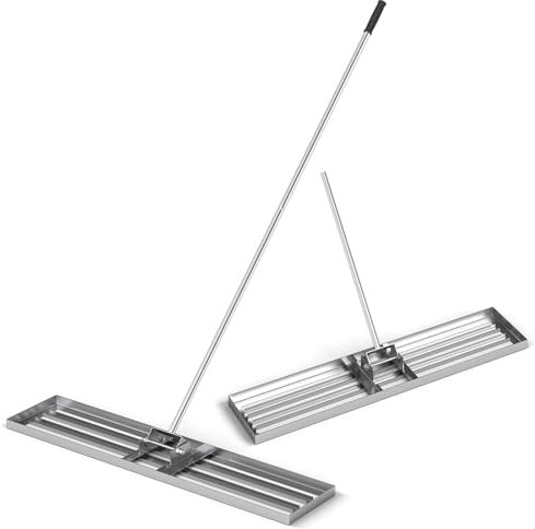 COSTWAY Lawn Leveling Rake, 30”/36”/42”/46 x 10” Lawn Leveler with 77” Ergonomic Handle, Heavy Duty Landscape Rake Soil Leveling Tool for Garden, Golf Course and Farm (46” x 10”/117 x 25cm, Silver)