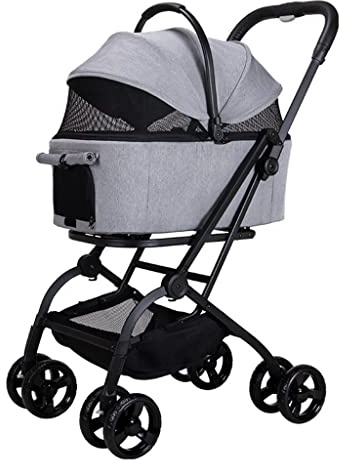 Pet Strollers for Small Medium Dogs or 2 Cats, Cat Stroller Dog Strollers for Medium Dogs, Dog Cat Stroller Pushchair Buggy Travel Carriage Carrier, Durable Wheels (Grey A)