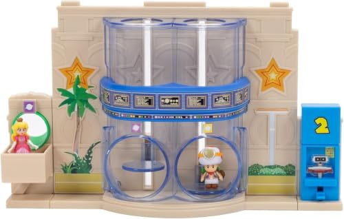 The Super Mario Galaxy Movie - Gateway Galaxy Diorama Figuriner 4 cm Peach Och Captain Toad - Officiell Licens Jakks Pacific - Playset Med Transparenta Rör Och Grön Rutschkana - Nintendo - 3+ År