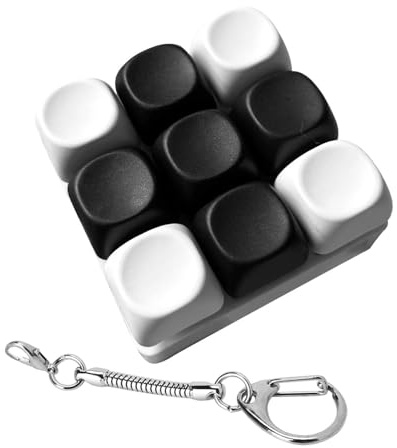 JISADER Keyboard Fidget Keychain,Keyboard Clicker Sensory Toy Finger Keyboards Toy for Trip, Black White