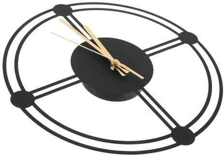 Toyvian Reloj De Pared De Hierro Forjado Resistente Intemperie Para Jardín y Patio, Estilo Rústico Silencioso, Decoración Colgante Para Sala De Estar y Cocina, Diseño Metálico Duradero