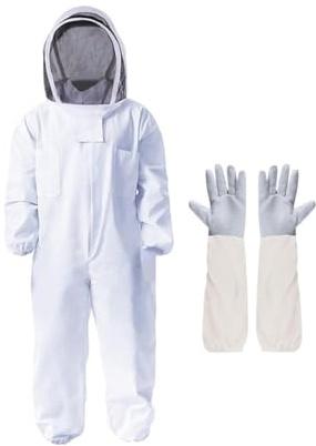 Imkeranzug Stichfest Belüfteter Imkeranzug mit Handschuhen, Ganzkörper-Bienenanzug, Schutzkleidungs-Outfit for Imker, Bauernhaus, Hinterhof(L)