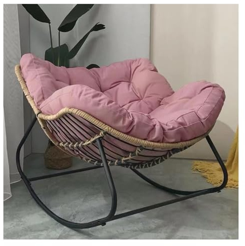 Extra Large Indoor Chair Wicker Egg Chair for Patio Balcony Garden Living Room - Cozy Hanging Lounger (Beige &)