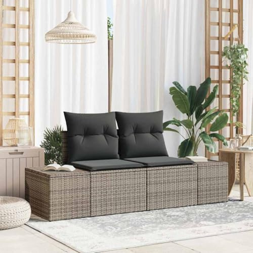 Mandloder Gartensofa Grau, 123x62x69cm Poly-Rattan, Robustes Outdoor-Möbelstück für Terrasse, Balkon, Garten, wetterfestes Loungesofa