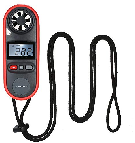 Mini Digital Anemometer and Thermometer with IP67 Rating - Handheld Wind Speed Meter for Air Velocity and Temperature Measurement with Beaufort Scale, Wind Chill Indicator, and